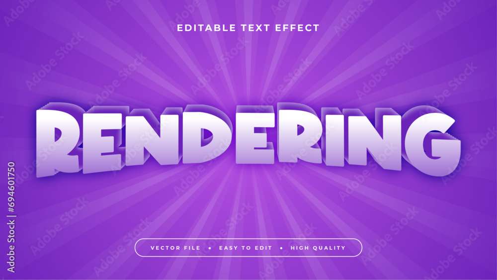 Poster Purple white rendering 3d editable text effect - font style