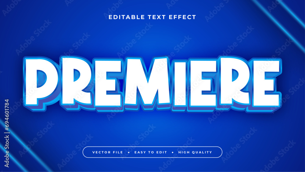 Poster blue purple and white premiere 3d editable text effect - font style