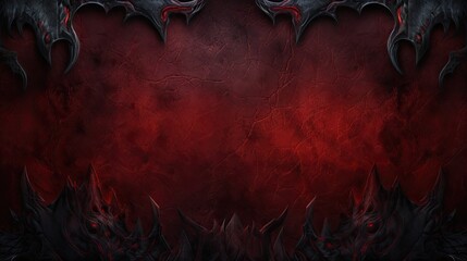 Stylized Realism Warcraft Background Texture in Dark Red, Black and Silver Gray - Fantasy Elements Wallpaper with Empty Copy Space for Text - Unique Textures created with Generative AI Technology - obrazy, fototapety, plakaty