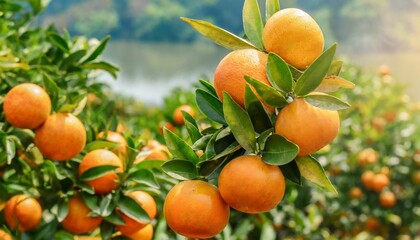 Orange tree in orange farm. 