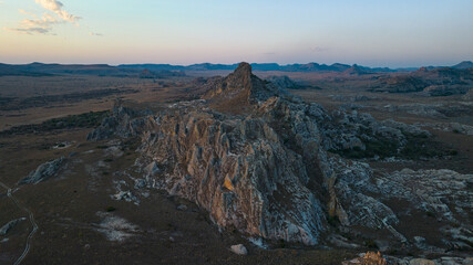 Drone picture of Isalo national park in Madagascar