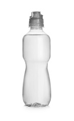 One plastic bottle with fresh water isolated on white