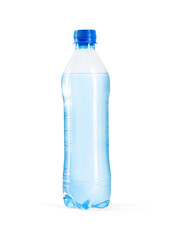 Naklejka premium One plastic bottle with fresh water isolated on white
