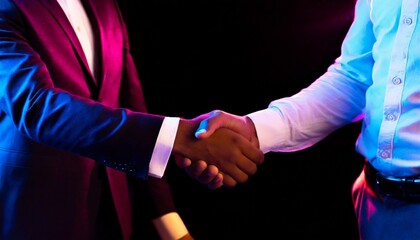 Good deal. Close-up of two business people shaking hands while sitting at the working place....