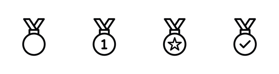 medal icon set.  verified, quality symbol. Certified, qualified, the best, check mark icon vector