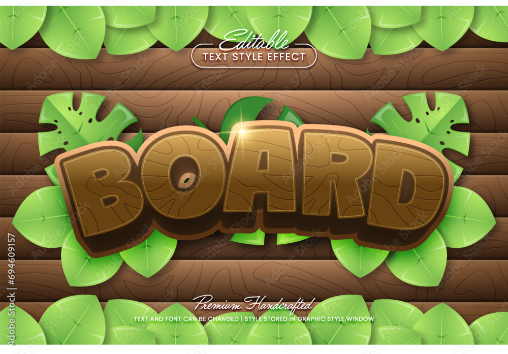 Wall mural Organic wood board editable 3D vector text style effect, suitable for creating eye-catching text graphics for digital and print media such as posters, social media posts, banners, and advertisements. - Wall murals