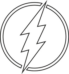 Black Line Lightning , electric power vector design element editable stock. Energy and thunder electricity symbol concept. Flash bolt sign in circle. Flash emblem template on transparent background.