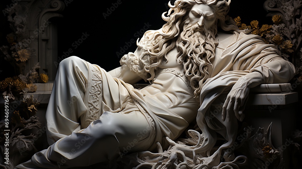 Wall mural Marble statue on dark background