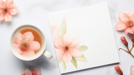 Watercolor flowers with copy space