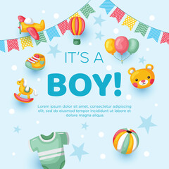 Template hand drawn baby announcement background design