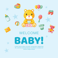 Fototapeta premium Hand-drawn baby announcement background design