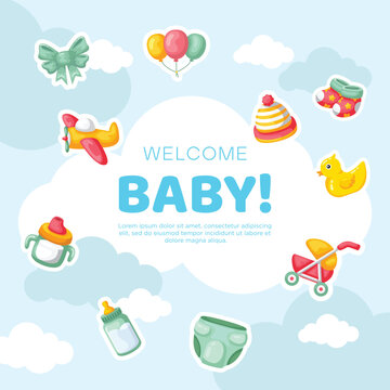 Hand-drawn baby announcement background design