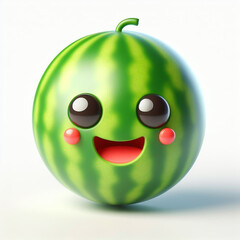 Watermelon funny cartoon. Healthy food. AI generated