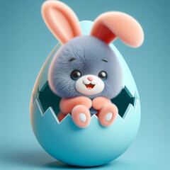 Fototapeta premium Cute easter bunny. Easter time. Card invitation. AI generated