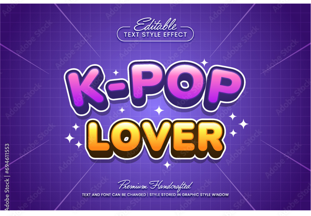 Poster korean title editable 3d vector text style effect, suitable for creating eye-catching text graphics 