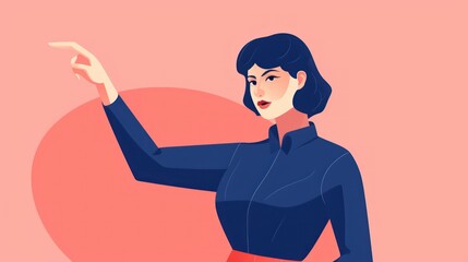 A Woman Pointing with Finger Background - Woman Showing the Way Backdrop - Flat Vector Woman Graphic Illustration Wallpaper created with Generative AI Technology