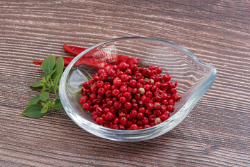 Red pepper seeds in the bowl