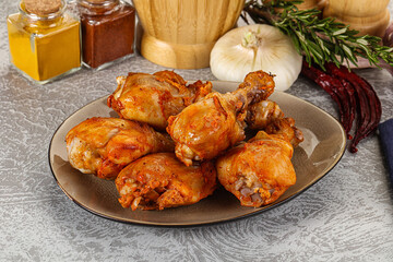 Raw marinated chicken drumstick for cooking
