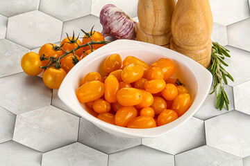 Marinated natural yellow cherry tomato