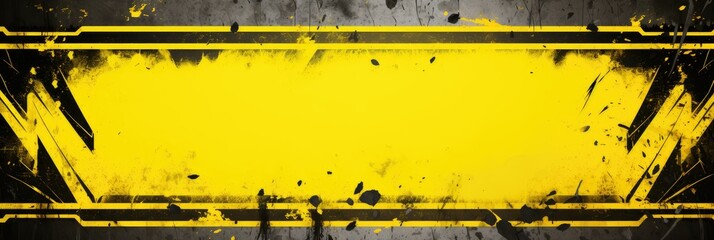 Obrazy na Plexi  Concept Graphic Novel Border Cartoon Background Texture Style in the Colors: Neon Yellow and Black - Hand Drawn Rough Sketch Like Aesthetic Lands Wallpaper created with Generative AI Technology