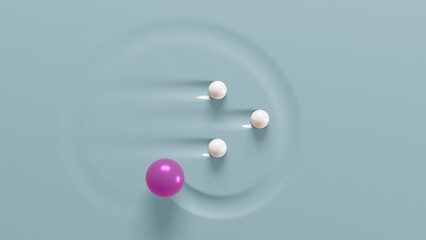 Hard balls on a soft surface in 3D illustration - 694617930