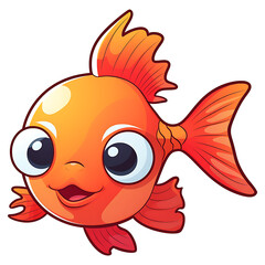adorable smiling fish with big eyes sticker illustration with transparent background