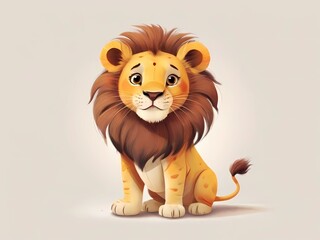 Obraz na płótnie Canvas one cartoon lion, picture book, white background