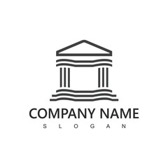 Naklejka premium justice law logo design template. Law firm logo with pillar Illustration