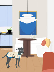 Home interior illustration - home sweet home and lovely pet