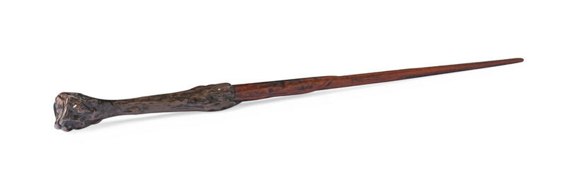 One wooden magic wand isolated on white