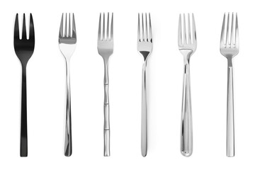 Many different forks isolated on white, set