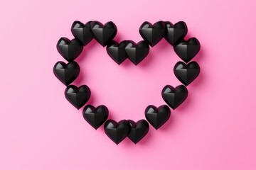 Obraz premium a black heart with red hearts on pink backgroud . AI generative