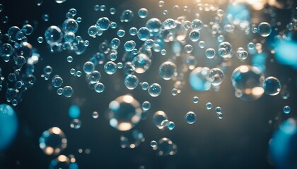 Bubbles fly in the air on a dark blue background.