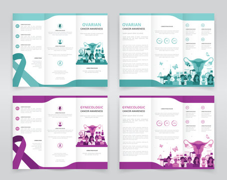 Trifold brochure, pamphlet or triptych leaflet templates ideal for raising awareness of women’s health issues such as ovarian cancer or any other gynecologic cancers