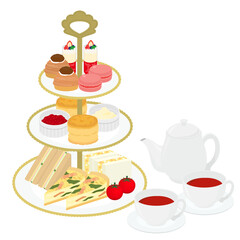 アフタヌーンティーのイラスト