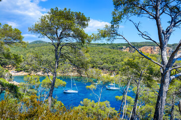 Creek and beach at Bandol village in France