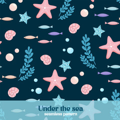 Under the sea vector seamless pattern  