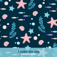 Fotobehang In de zee Under the sea vector seamless pattern  