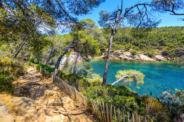 Creek and beach at Bandol village in France