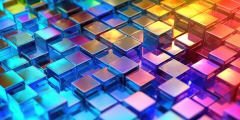 Abstract glass cubes or blocks, matrix abstract background.