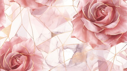 A luxurious and romantic concept captured in a seamless pattern of rose and gold crystalline elements, perfect for backgrounds, banners, tiles, and posters