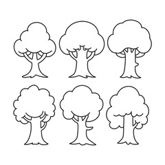 Isolated Pine on the white background. Pine silhouettes. Tree hand drawn. Vector EPS 10.