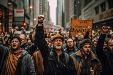 Protesters or union, gatherings, rallies. - obrazy, fototapety, plakaty