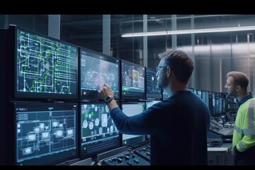 Engineers follow assembly process uses SCADA system which AI technology.