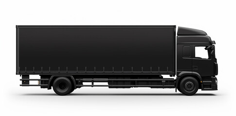 Black truck tractor trailer - obrazy, fototapety, plakaty