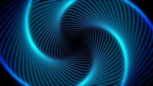 Abstract round square blue waves motion video background