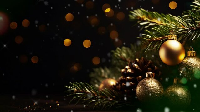 luxury christmas animation , christmas background , looping video background , Christmas glass bubble , space for text
