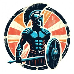 illustration of gladiator, vintage grunge art, ai generate