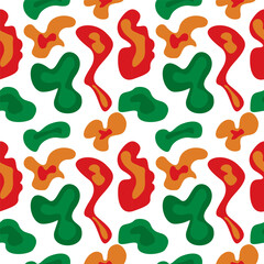 Vector seamless pattern of camo design for Christmas and New Year theme colors, red and green.