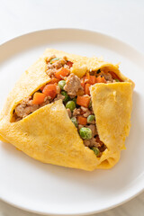 egg wrap or stuffed egg with minced pork and vegetable